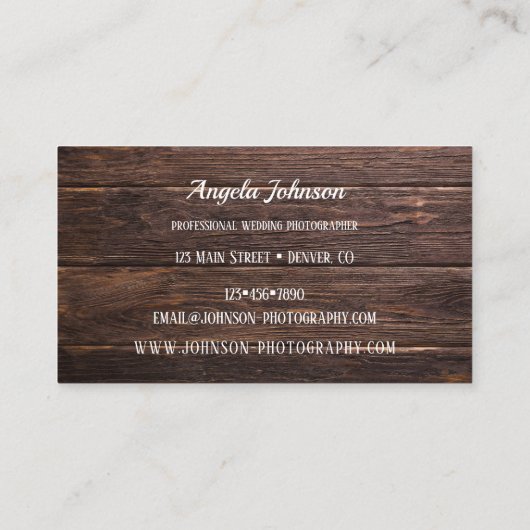 ダークウッドフォトグラファーテンプレート名刺 名刺 (裏面)