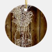 ダークウッドプランク上のメイスンのjarスタンプ セラミックオーナメント (正面)