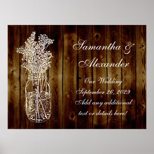 ダークウッドプランク上のメイスンのjarスタンプ ポスター (正面)