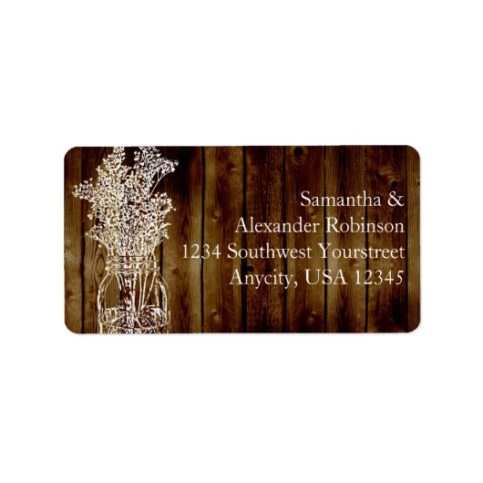 ダークウッドプランク上のメイスンのjarスタンプ ラベル (正面)