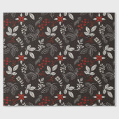 ダークウッドランド植物性クリスマス ラッピングペーパー (フラット)