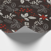 ダークウッドランド植物性クリスマス ラッピングペーパー (角)