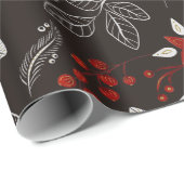 ダークウッドランド植物性クリスマス ラッピングペーパー (ロールコーナー)