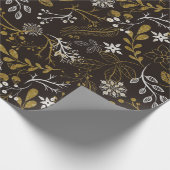 ダークウッドランド植物性スノーフレーククリスマス ラッピングペーパー (角)
