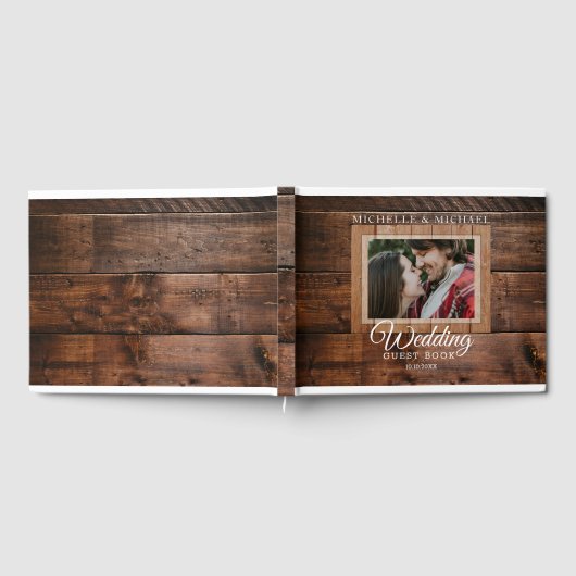 ダークウッドヴィンテージ結婚式の写真 ゲストブック (全面)