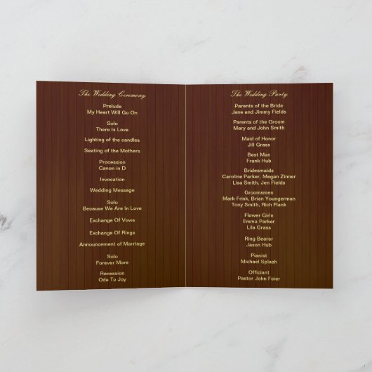 ダークウッド素朴イエローフローラバタフライプログラム カード (内部)