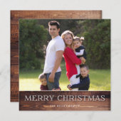 ダークウッド素朴スクエアクリスマスフォトカード シーズンカード (正面/裏面)