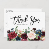 ダークウッド素朴バーガンディーフラワーズ秋の結婚式 ポストカード (正面/裏面)