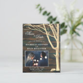 ダークウッド素朴フォトカードの日付を保存 セーブザデート (スタンド正面)