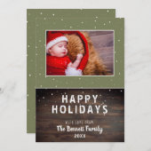 ダークウッド素朴ホリデーズフォトカード (正面/裏面)