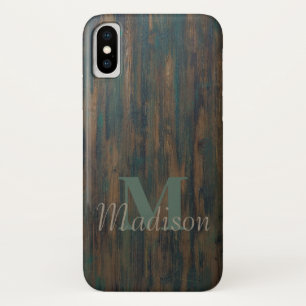 ダークウッド素朴モノグカッコいいラムイニシャル名 iPhone X ケース