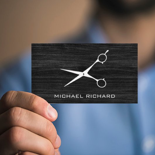 ダークウッド鋼シザー美容師プロフェッショナル 名刺