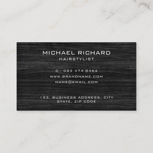 ダークウッド鋼シザー美容師プロフェッショナル 名刺 (裏面)