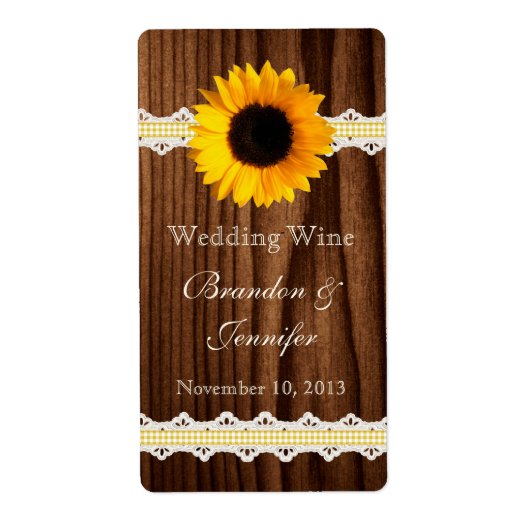 ダークウッド&ひまわりミニワインラベル ラベル (正面)