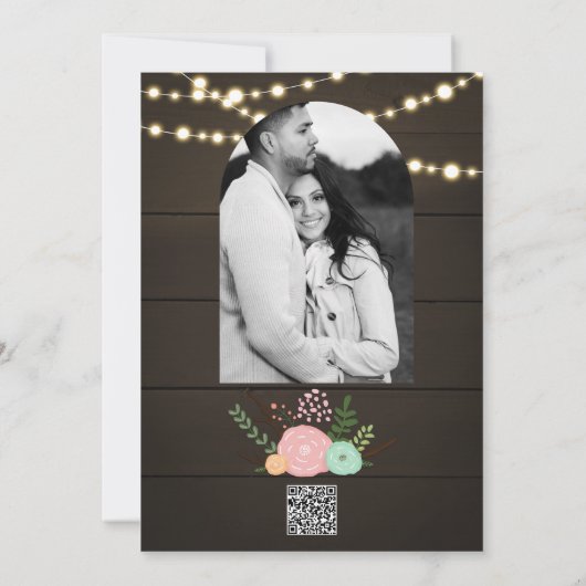 ダークウッド&素朴フローラブライダルシャワー招待 招待状 (裏面)