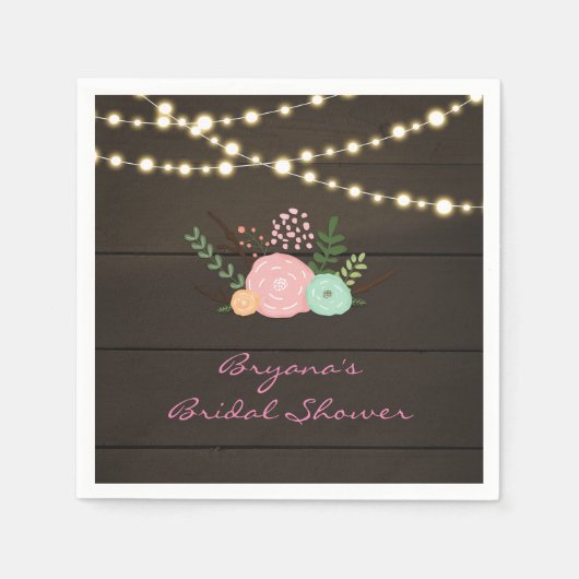 ダークウッド&素朴フローラ&ライトナプキンス スタンダードカクテルナプキン (正面)