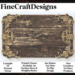 ダークウッド、金ゴールドスクロール装飾AN4デコパージュ 薄葉紙