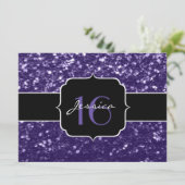 ダークウルトラバイオレットグリッタースパークルズスウィート16招待状 招待状 (スタンド正面)