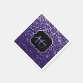 ダークウルトラバイオレットパープルグリッタースパークルズスウィート16 スタンダードカクテルナプキン (角)
