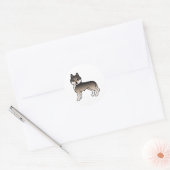 ダークウルフグレーシベリアハスキーかわいい漫画の犬 ラウンドシール (封筒)