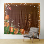 ダークウ素朴ィードオレンジフローラ結婚の背景 タペストリー (インサイチュ(横))