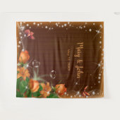 ダークウ素朴ィードオレンジフローラ結婚の背景 タペストリー (正面(横))