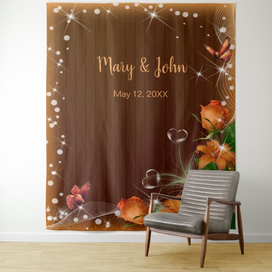 ダークウ素朴ィードオレンジフローラ結婚の背景 タペストリー (インサイチュ)