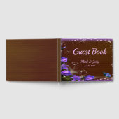 ダークウ素朴ィードパープルフローラバタフライ結婚ズ ゲストブック (全面)