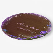 ダークウ素朴ィードパープルフローラバタフライ結婚ズ ペーパープレート (アングル)