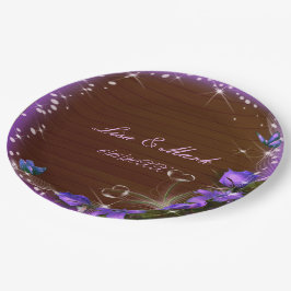 ダークウ素朴ィードパープルフローラバタフライ結婚ズ ペーパープレート