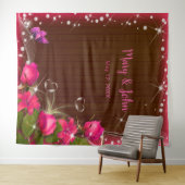 ダークウ素朴ィードピンクフローラ結婚の背景 タペストリー (インサイチュ(横))