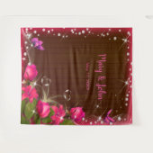 ダークウ素朴ィードピンクフローラ結婚の背景 タペストリー (正面(横))