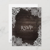 ダークウ素朴ッド&レースエレガントウェディングRSVP インビテーションポストカード (正面/裏面)