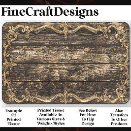 ダークエイジングウッド、金ゴールド縁どバロックAN6デコパージュ 薄葉紙