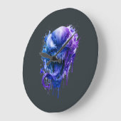 ダークエイリアンモンスター水彩スプラッタウォールクロック ラージ壁時計 (傾斜)