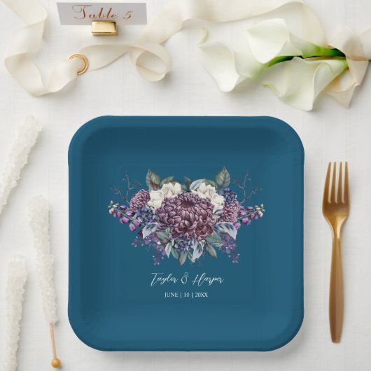 ダークエスティ結婚ゴシックの花束 ペーパープレート (ウェディング)