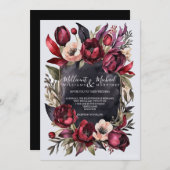 ダークエステティックフローラ – 赤と黒結婚の 招待状 (正面/裏面)