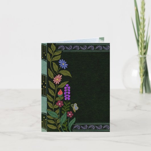 ダークエステティック エレガント ヴィンテージ ボタニカル フラワーリング 招待状 (正面)