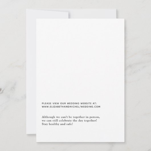 ダークエメラルドと金ゴールドフローラ結婚Virtual 招待状 (裏面)