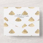 ダークエメラルドと金ゴールド結婚フローラが一体となって オールインワン招待状 (裏面)