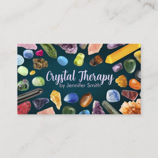 ダークエメラルドの結晶と宝石を癒す 名刺 (正面)