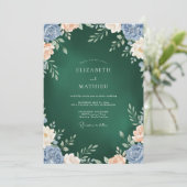 ダークエメラルドの芍薬の結婚式 招待状 (スタンド正面)