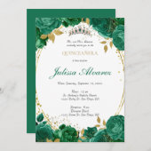 ダークエメラルドグリーンティアラキンセアニェラ招待状 招待状 (正面/裏面)