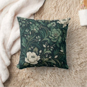 ダークエメラルドグリーンフローラ クッション (ブランケット)