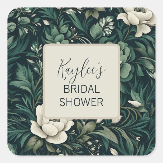 ダークエメラルドグリーンフローラ スクエアシール (正面)