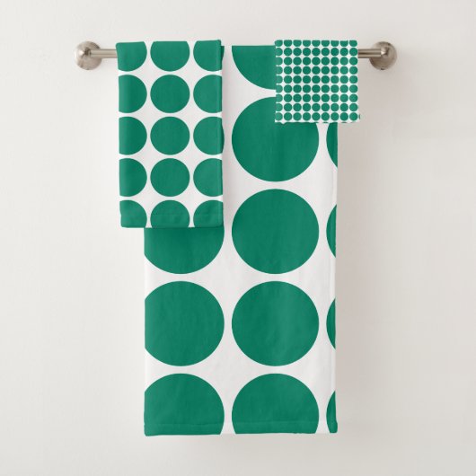 ダークエメラルドグリーンブルーカラースカンジドットデザイン バスタオルセット (インサイチュ)