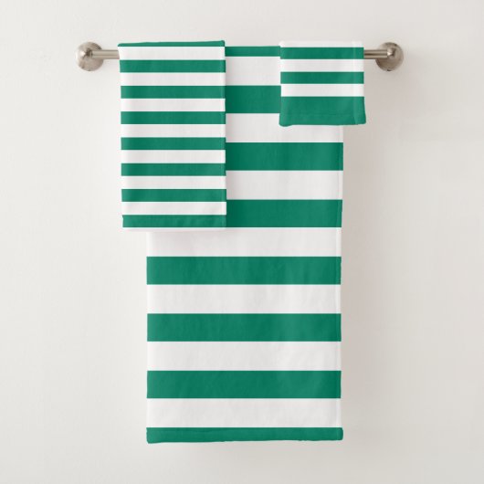 ダークエメラルドグリーンブルーストライプカラー夏 バスタオルセット (インサイチュ)
