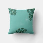 ダークエメラルドモダントロピカルリーフ クッション (裏面)