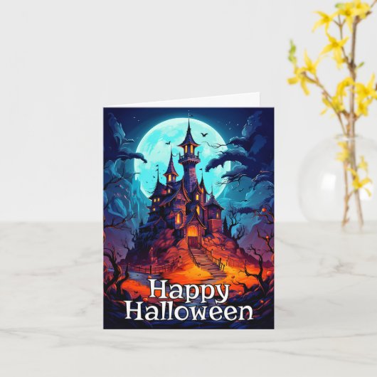 ダークエリーハ幽霊のよく出るウス |ハッピーハローウィン カード (黄色い花)