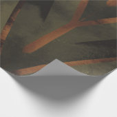 ダークエレガンスオレンジとグリーンパターン ラッピングペーパー (角)